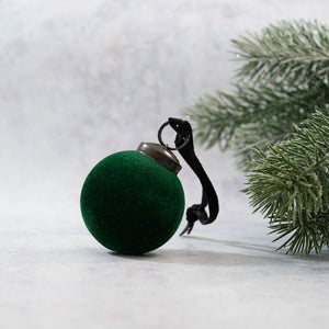 2" Emerald Velvet Bauble
