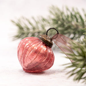 Set of 6 Small 1" Mauve Crackle Glass Lanterns