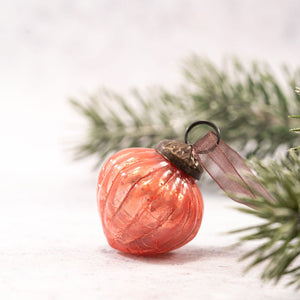 Set of 6 Small 1" Peach Crackle Glass Lanterns