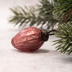 Set of 6 Small 1" Mauve Crackle Glass Pinecones