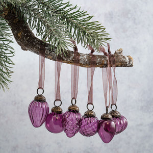 Set of 6 Small Mixed design 1" Mulberry Luster Baubles