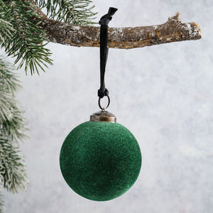 3" Emerald Velvet Bauble