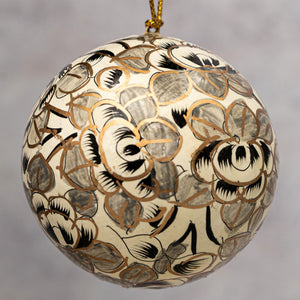 3" Grey Floral Christmas Bauble