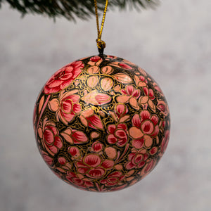 2" Pink Russian Floral Christmas Bauble