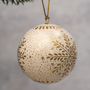 2" White Snowflake Christmas Bauble