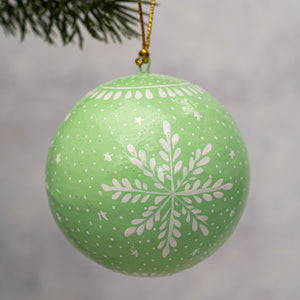 2" Mint Snowflake Christmas Bauble