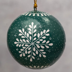 3" Sea Green Snowflake Christmas Bauble