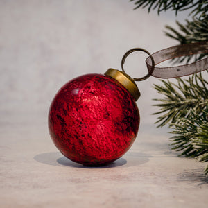 2" Medium Red Antique Foil Bauble