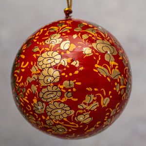 3" Red & Gold Clover Leaf Christmas Bauble