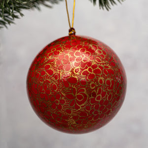 2" Red Pebble Christmas Bauble