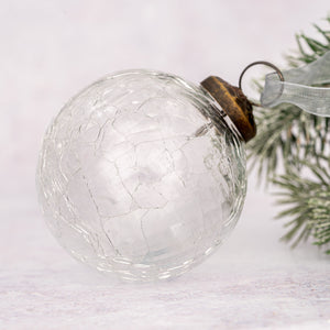 3" Large Clear Crackle Glass Ball