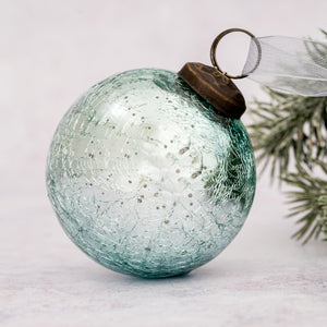 3" Large Mint Crackle Glass Ball