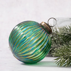 3" Large Emerald Rainbow Ribbed Ball
