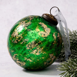 4" Extra Large Emerald with Gold Foil Crackle Ball