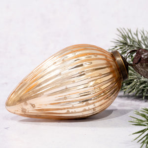 4" Extra Large Champagne Ribbed Glass Pinecone