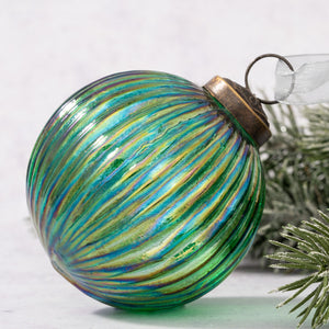 4" Extra Large Emerald Rainbow Ribbed Ball