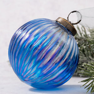 4" Extra Large Teal Rainbow Ribbed Ball