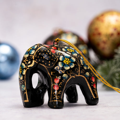 Indian Black Floral Hanging Elephant