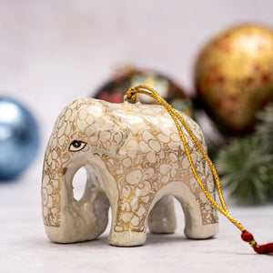 White Smoke & Gold Pebble Hanging Elephant