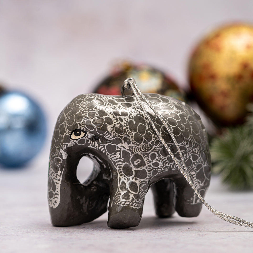 Slate & Silver Pebble Hanging Elephant