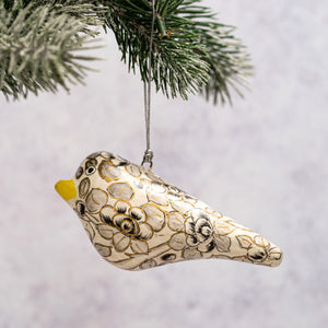 Grey Floral Hanging Bird