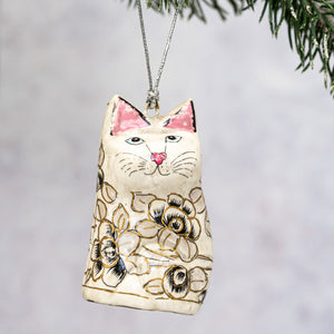 Grey Floral Hanging Cat