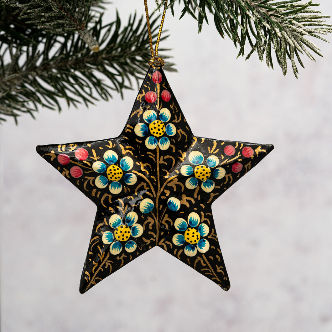 Black Indian Floral 3D Hanging Star