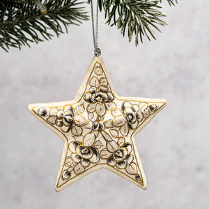 Grey Floral 3D Hanging Star