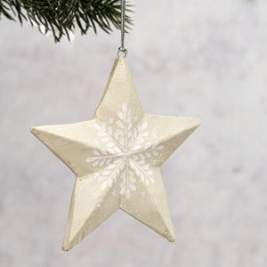 White Smoke Snowflake 3D Hanging Star