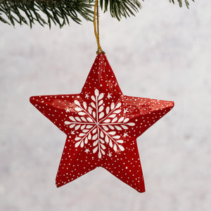 Red Snowflake 3D Hanging Star