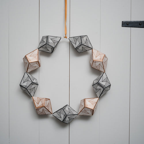 Black and Copper Geometric Wreath