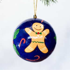 3" Blue Gingerbread Man Christmas Bauble