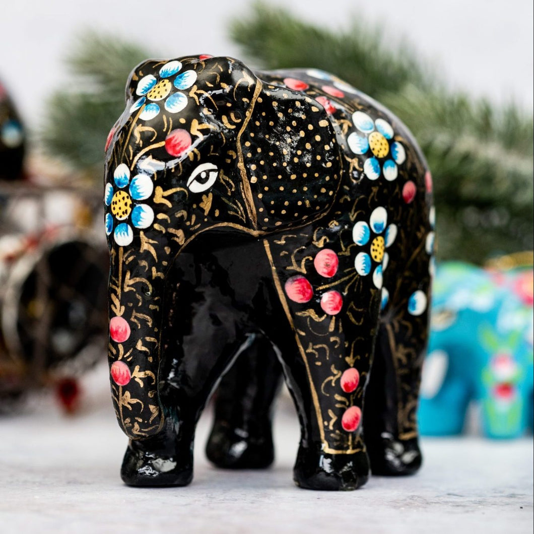 Indian Black Floral Giant Elephant