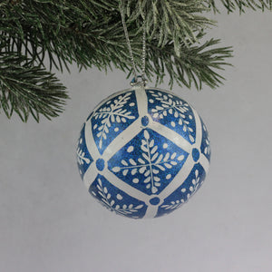 3" Blue Glitter Diamond Christmas Bauble