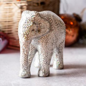 Silver Glitter Swirl Giant Elephant