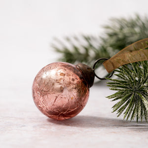 Set of 6 Small Rose Quartz 1" Crackle Glass Balls