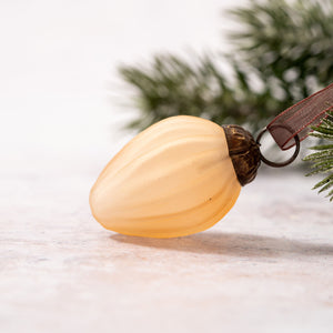 Set of 6 Small 1" Champagne Frosted Glass Pinecones