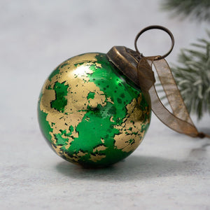 2" Medium Emerald & Gold Foil Ball