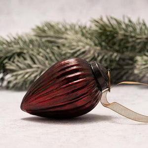 2" Medium Wine Ribbed Glass Pinecone