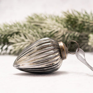 2" Medium Slate Ribbed Glass Pinecone