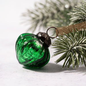 Set of 6 Small 1" Emerald Crackle Glass Lanterns