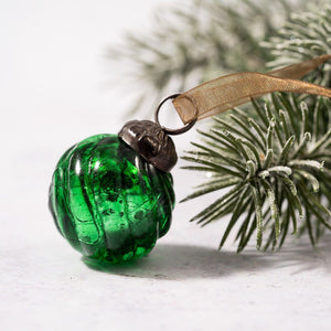 Set of 6 Small 1" Crackle Emerald Swirls
