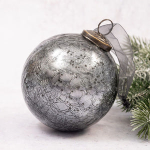 4" Extra Large Slate Crackle Glass Ball